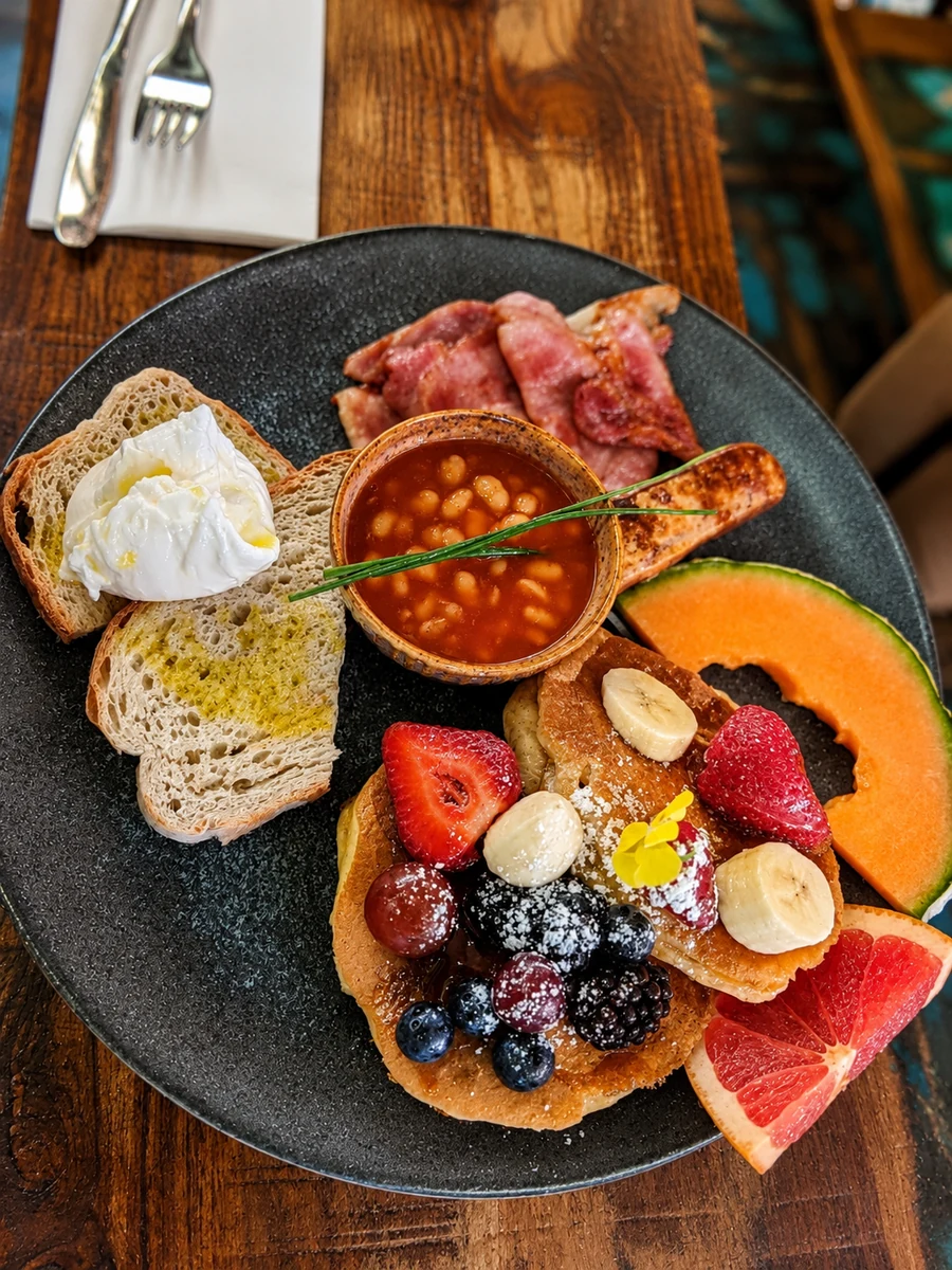 Fruit, pancakes and toast served at 26 Elvet